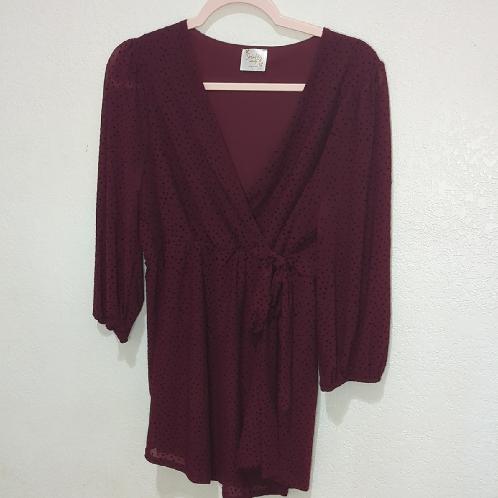 Sirelily Burgundy Dress with Polka Dots🌟